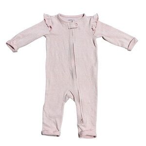 Carter's Baby Girl Pink Striped Ruffle Jumpsuit Size 3-6 Months
